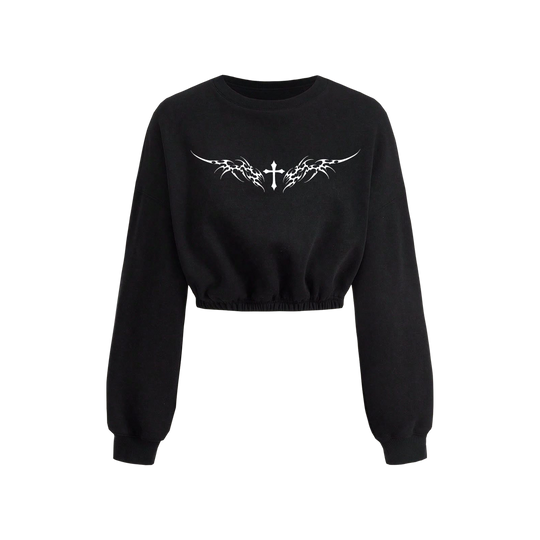 Voyd Crossfire Cropped Crewneck Black Top