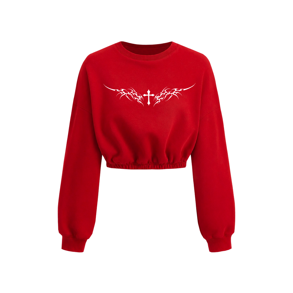 Voyd Crossfire Cropped  Crewneck Red Top