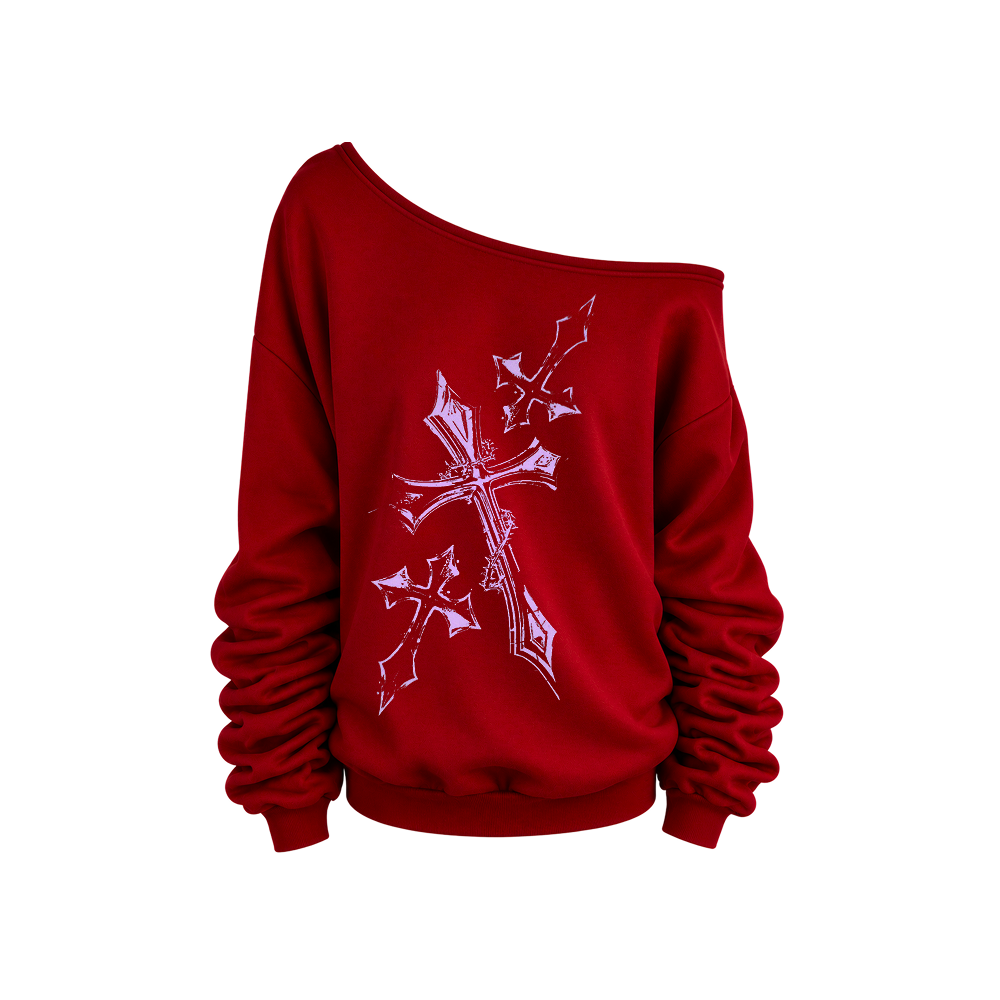 Voyd Eclipse Cross off-shoulder Red Top