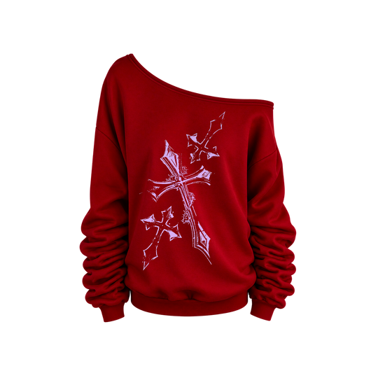 Voyd Eclipse Cross off-shoulder Red Top