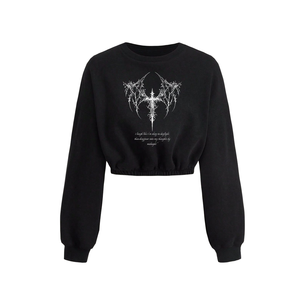 Voyd Fallen Faith Cropped Crewneck Black Top