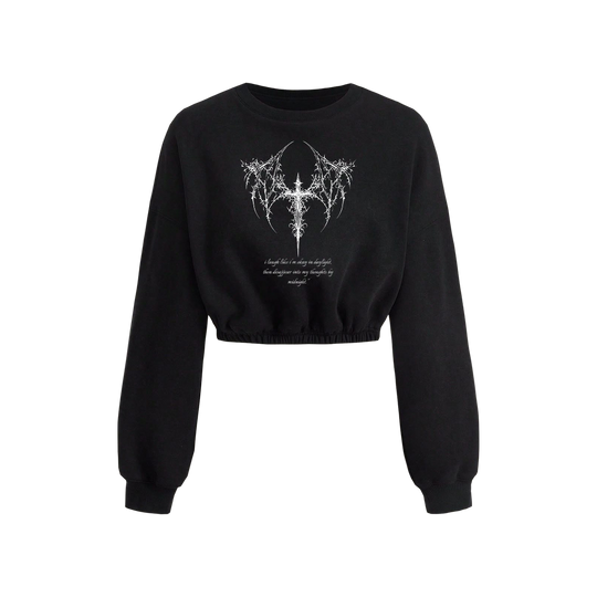 Voyd Fallen Faith Cropped Crewneck Black Top