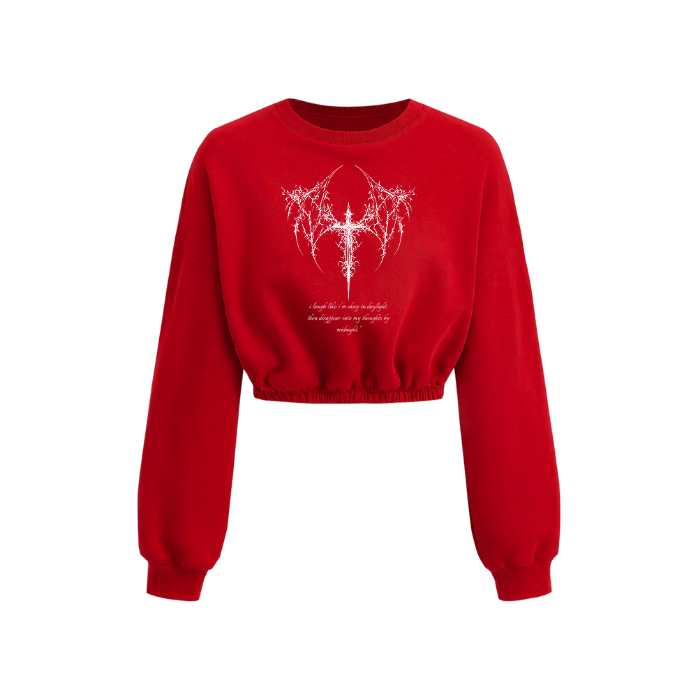 Voyd Fallen Faith Cropped  Crewneck Red Top