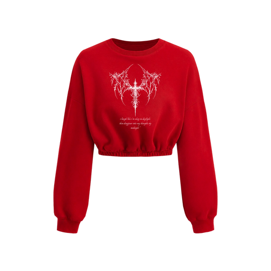 Voyd Fallen Faith Cropped  Crewneck Red Top