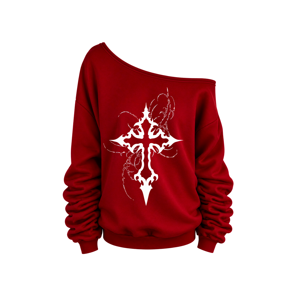 Voyd Holy Ruin off-Shoulder Red Top