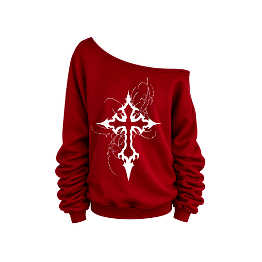 Voyd Holy Ruin off-Shoulder Red Top
