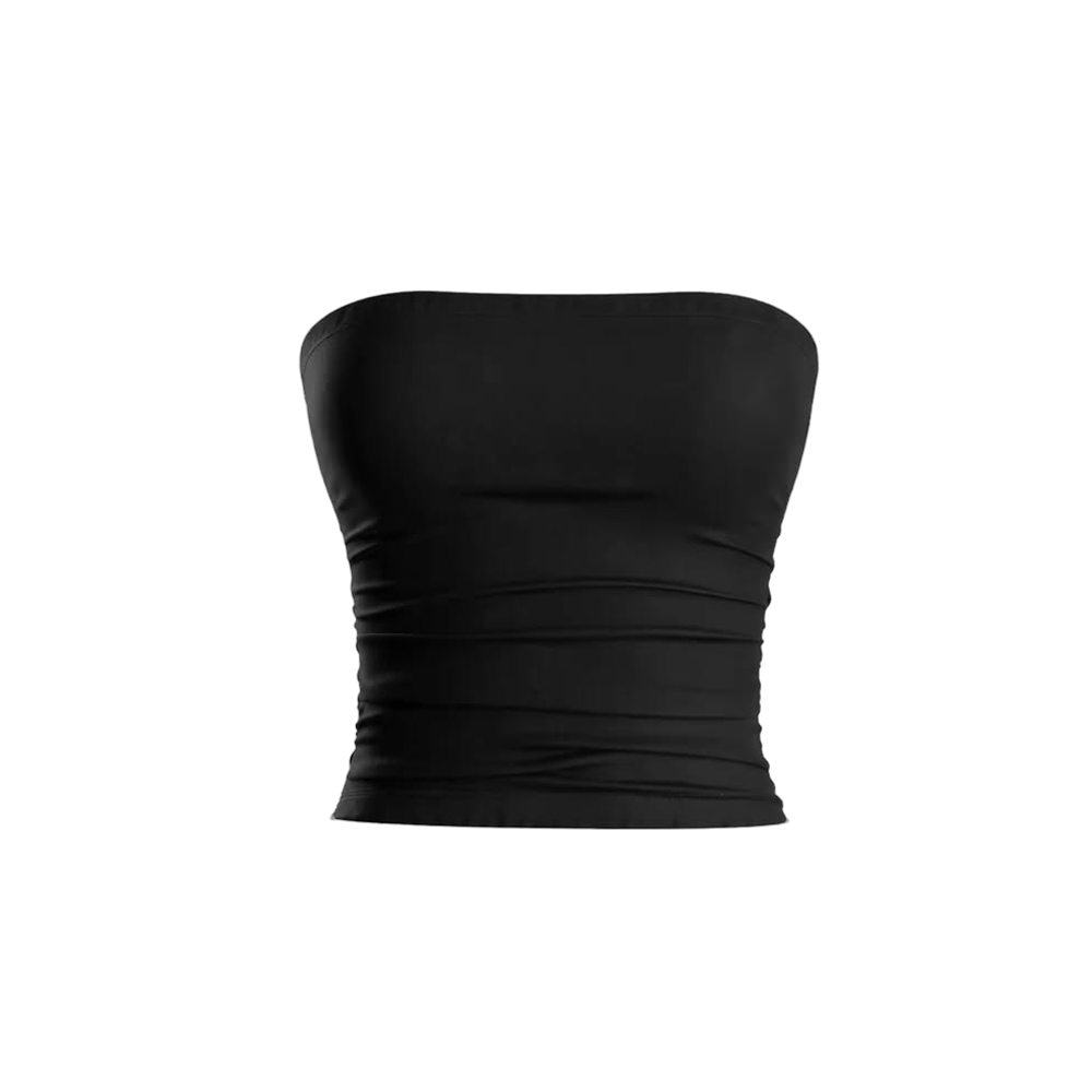 Voyd Ruched strapless tube top black.
