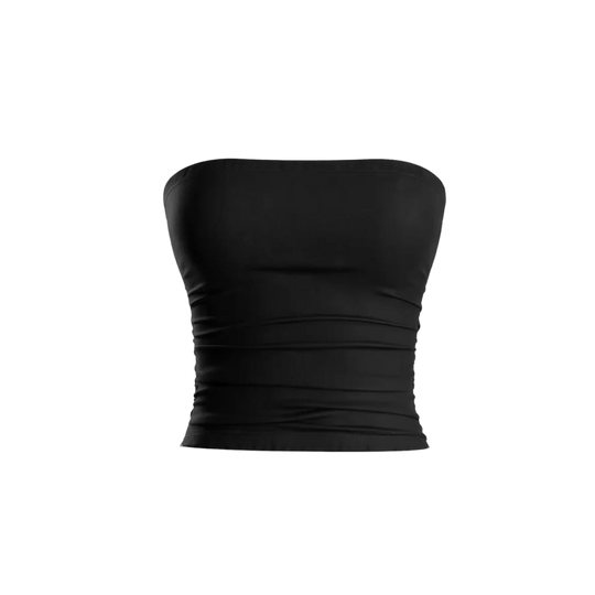 Voyd Ruched strapless tube top black.