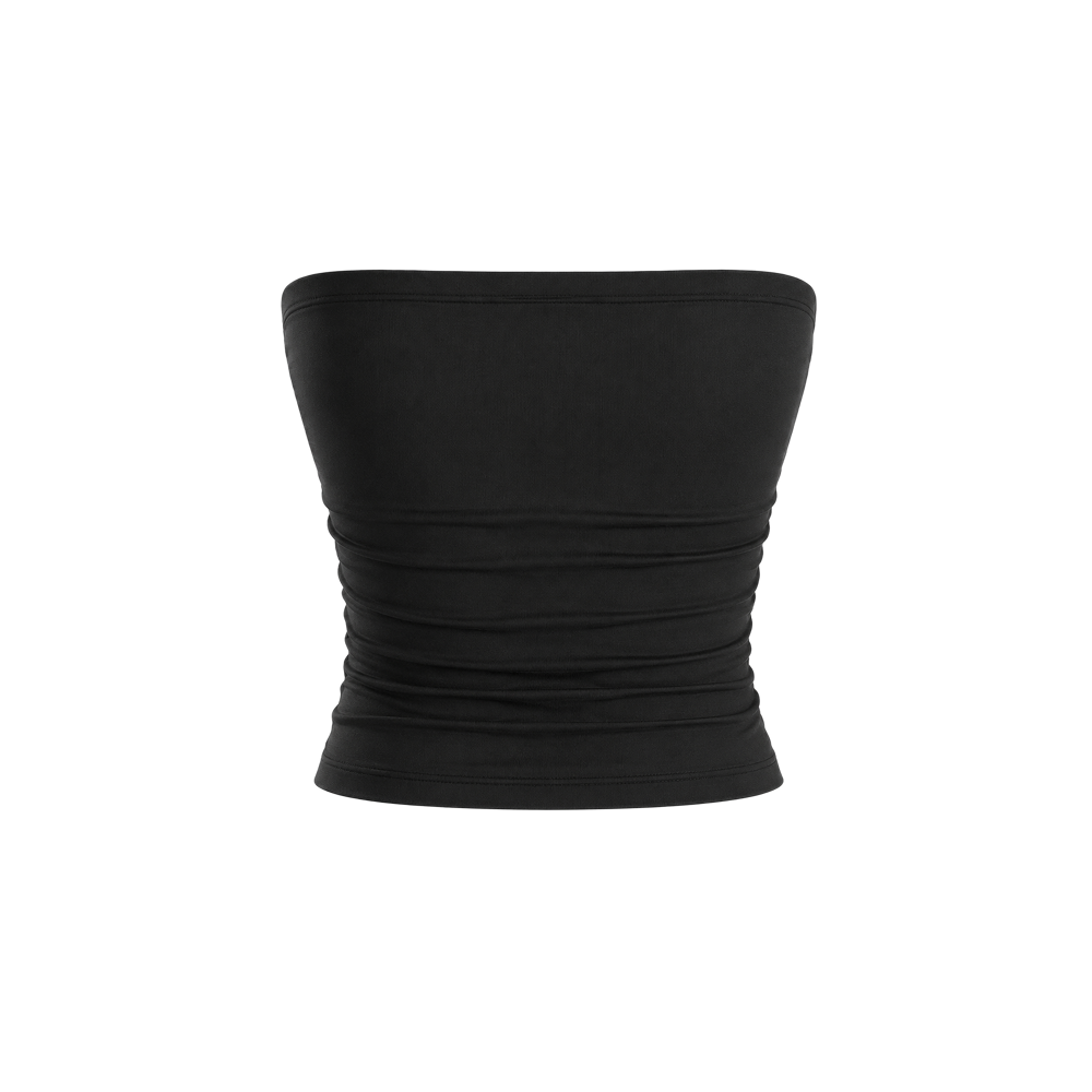 Voyd Ruched strapless tube top black.