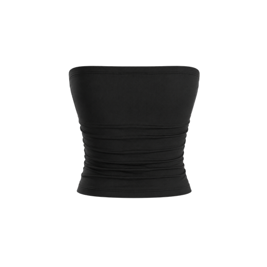 Voyd Ruched strapless tube top black.