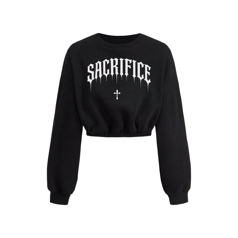 Voyd Sacrifice Cropped Crewneck Black Top