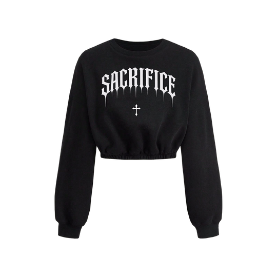 Voyd Sacrifice Cropped Crewneck Black Top