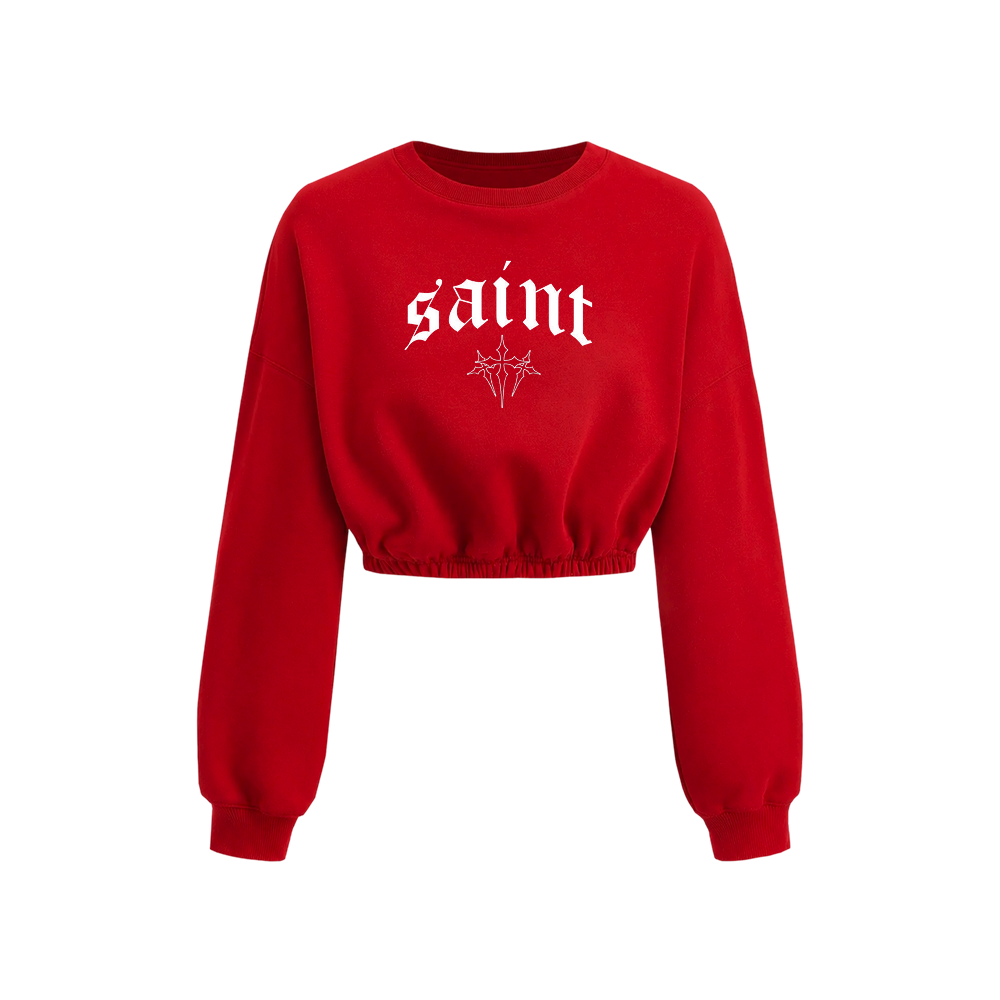 Voyd Saint Cropped Crewneck Red Top