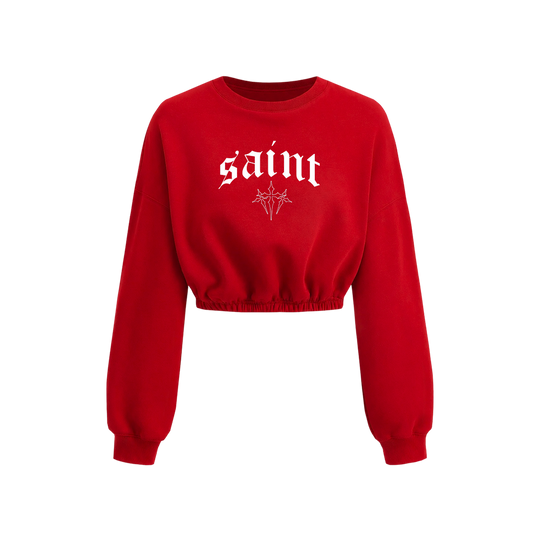 Voyd Saint Cropped Crewneck Red Top