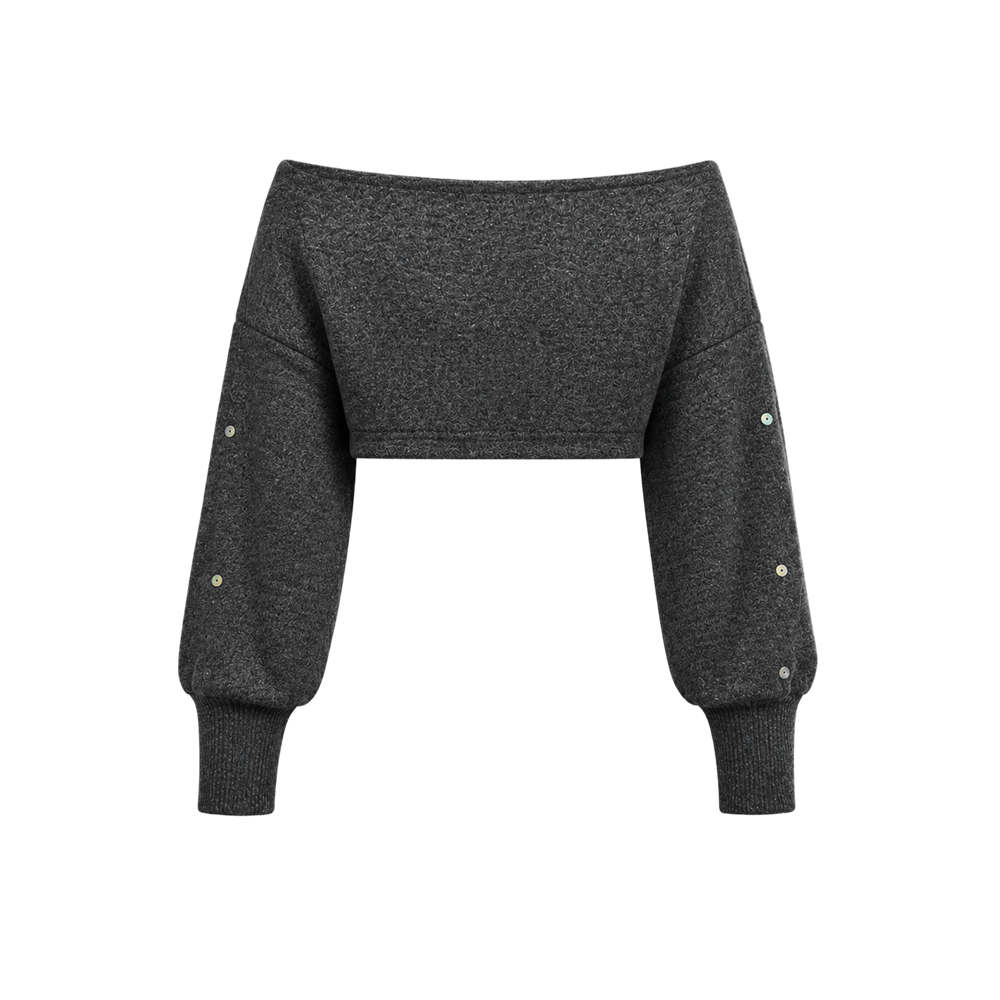 Voyd Soft Button Crop top Anthractite Grey
