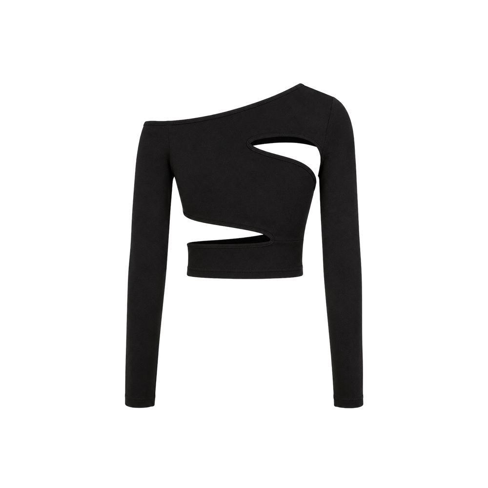 Voyd Symmetric black cutout crop Black top.