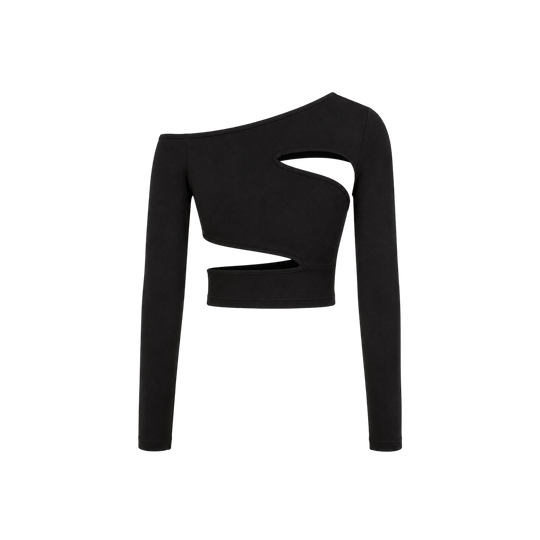 Voyd Symmetric black cutout crop Black top.