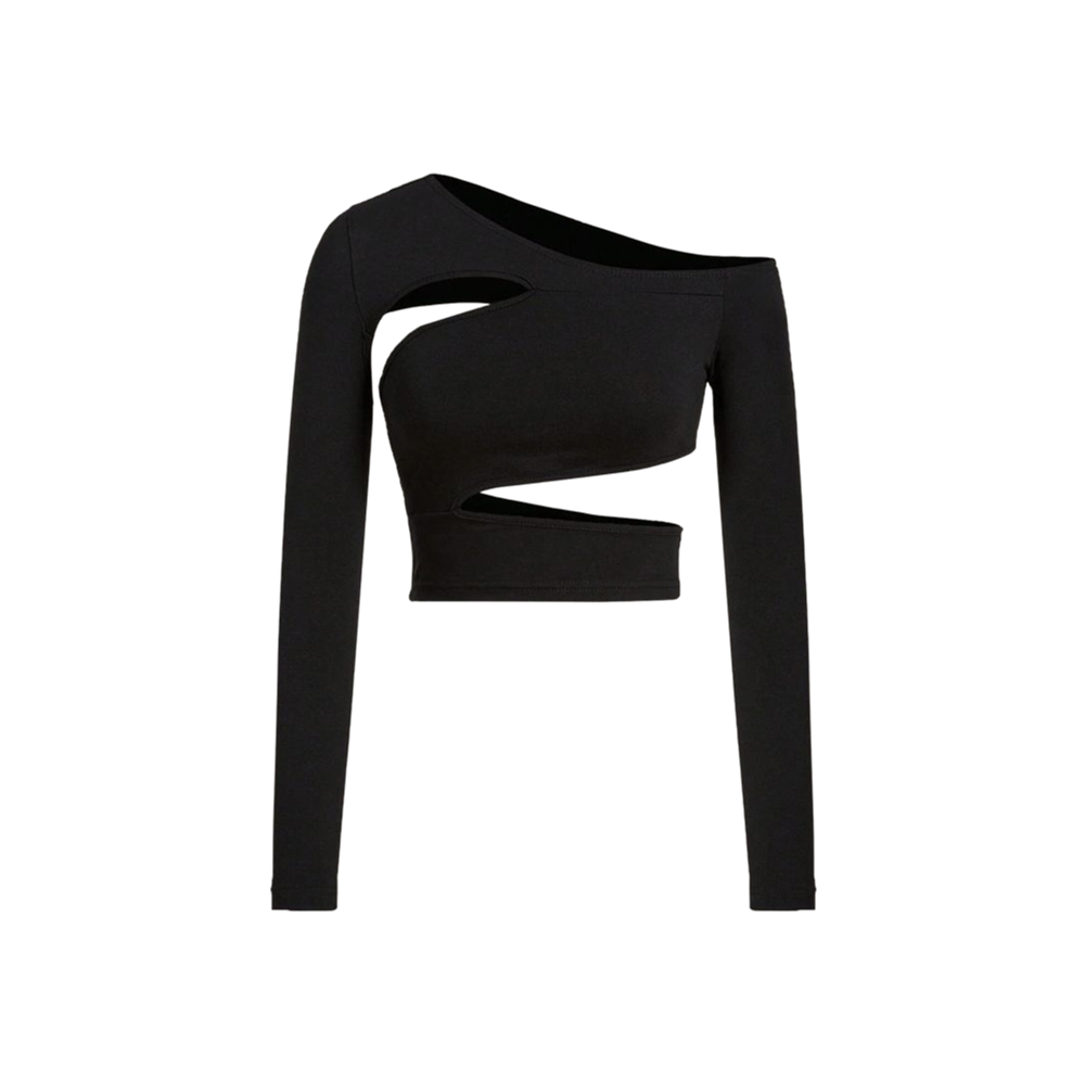 Voyd Symmetric black cutout crop Black top.