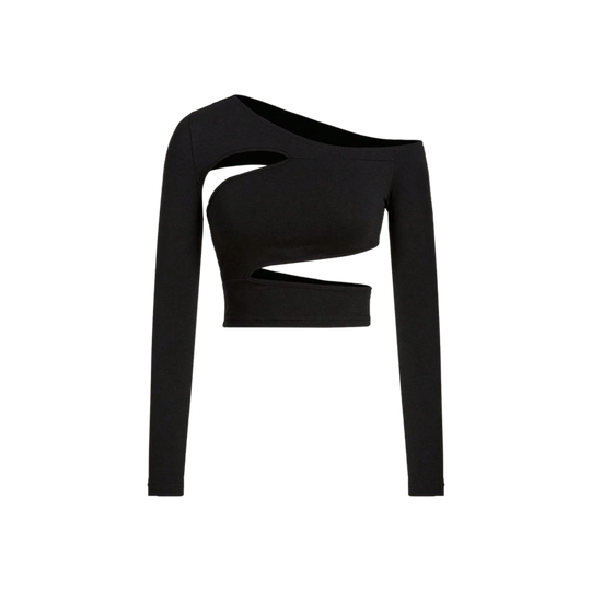 Voyd Symmetric black cutout crop Black top.
