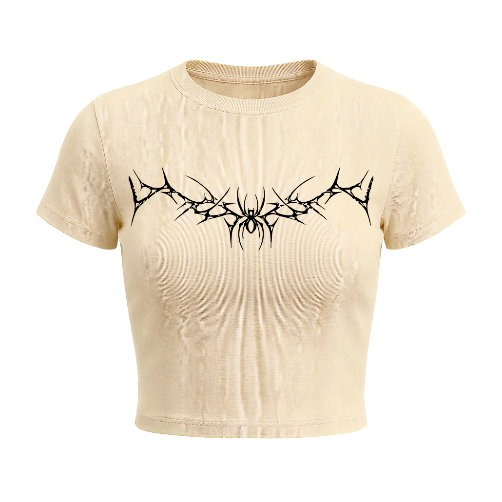 Voyd Tangled Web Baby Tee butter yellow