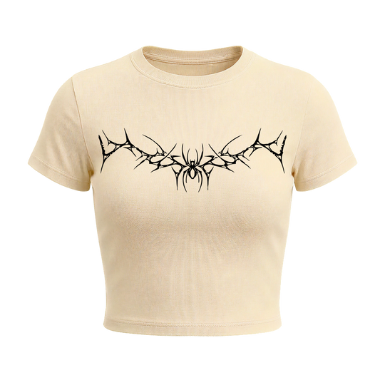 Voyd Tangled Web Baby Tee butter yellow
