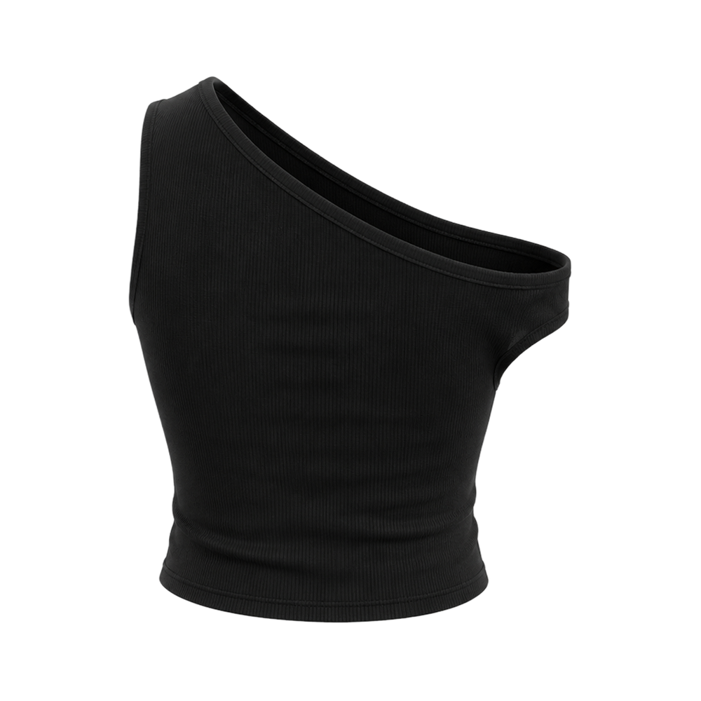 Voyd black ribbed grommet top.