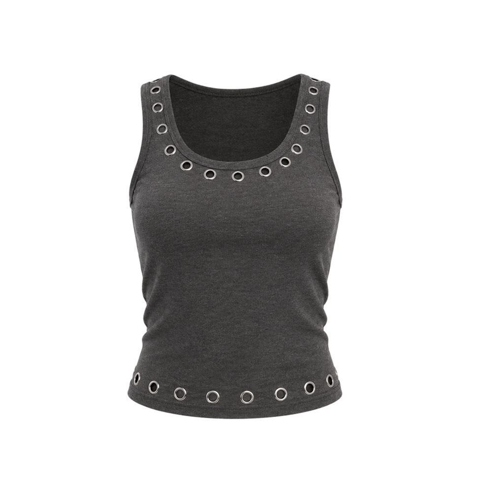 Voyd black studded sleeveless crop top.