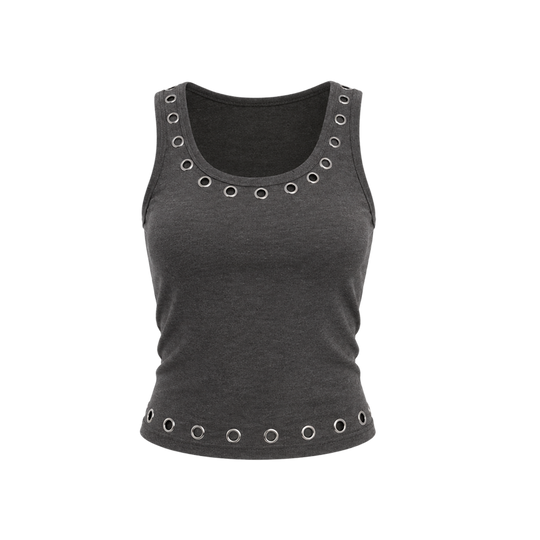 Voyd black studded sleeveless crop top.