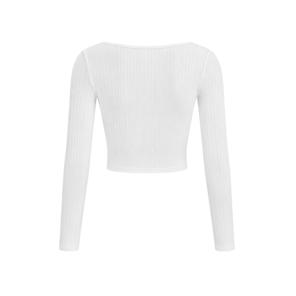 Voyd rRbbed long-sleeve White crop top