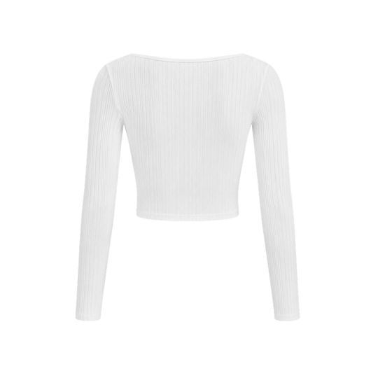 Voyd rRbbed long-sleeve White crop top