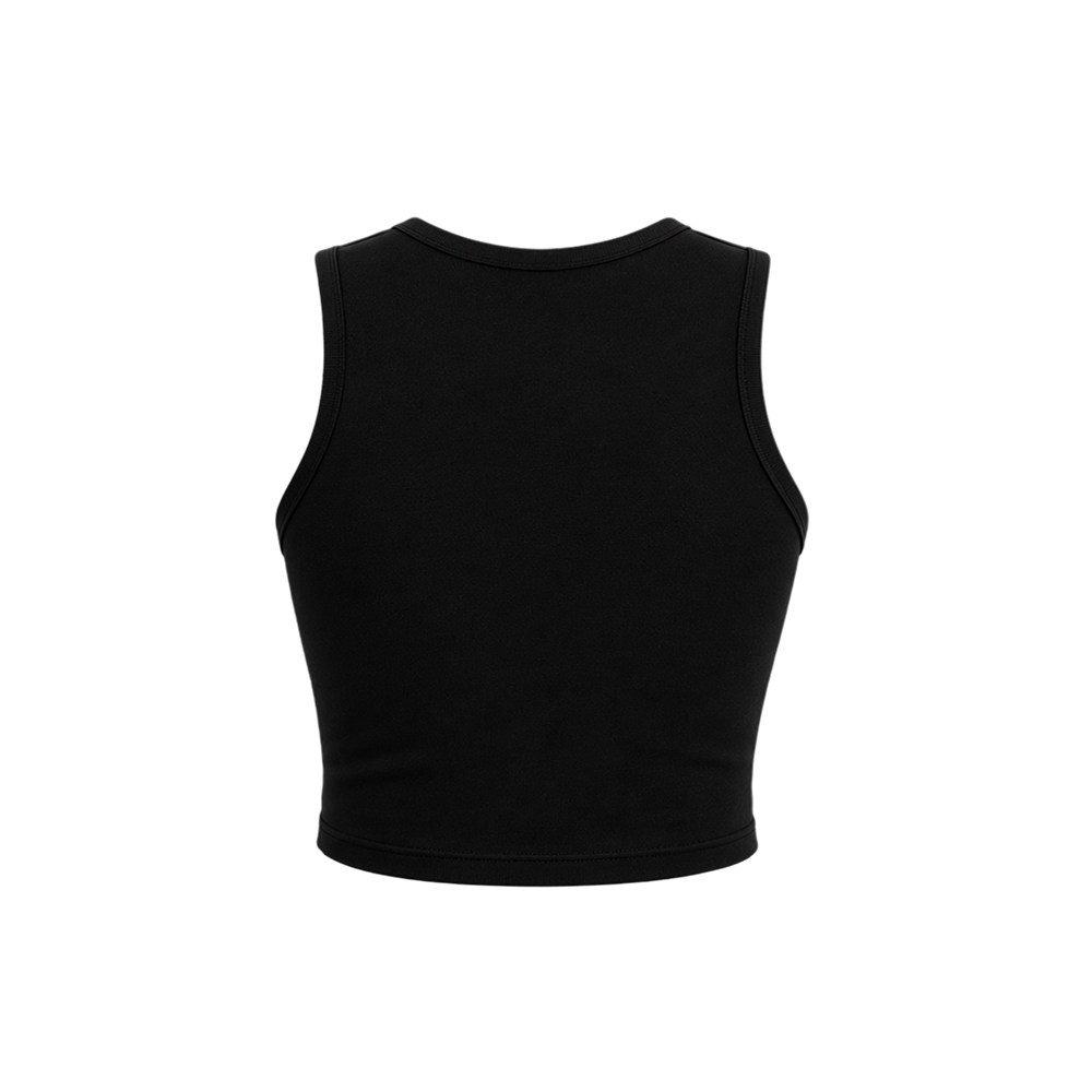 Voyd round-neck heart cut-out crop top black