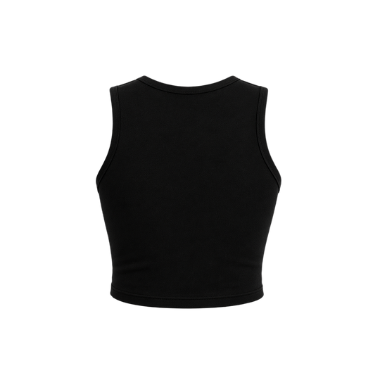 Voyd round-neck heart cut-out crop top black