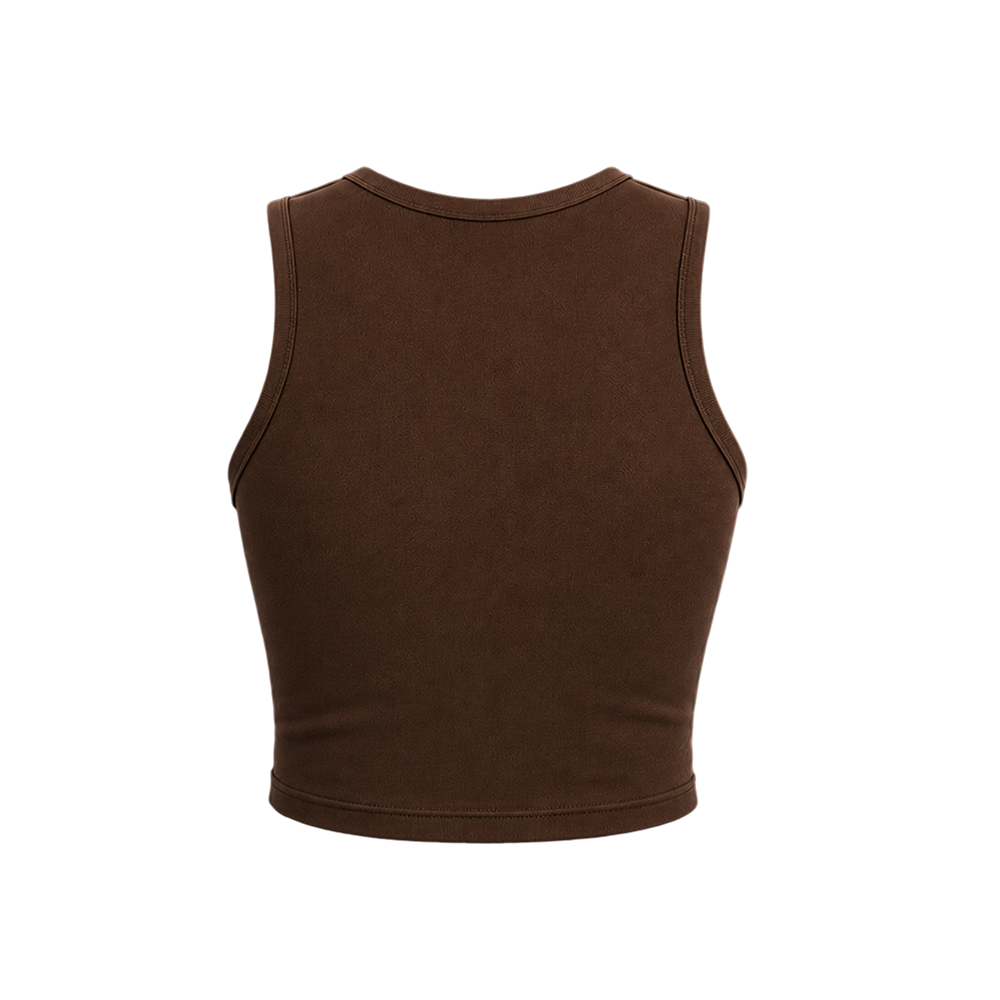 Voyd round-neck heart cut-out crop top brown