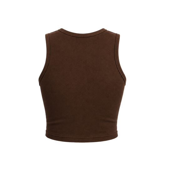 Voyd round-neck heart cut-out crop top brown
