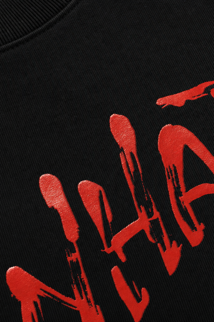 Close-up fabric detail - Voyd I see You Black T-shirt