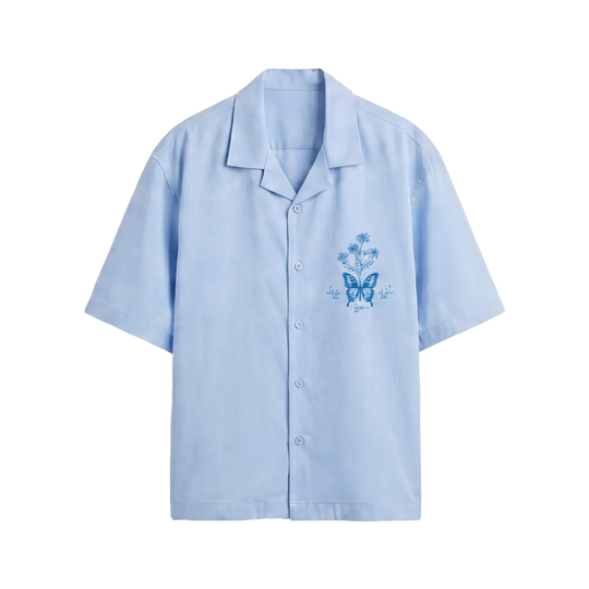 Void Blue Butterfly Ice Blue Bowling Shirt