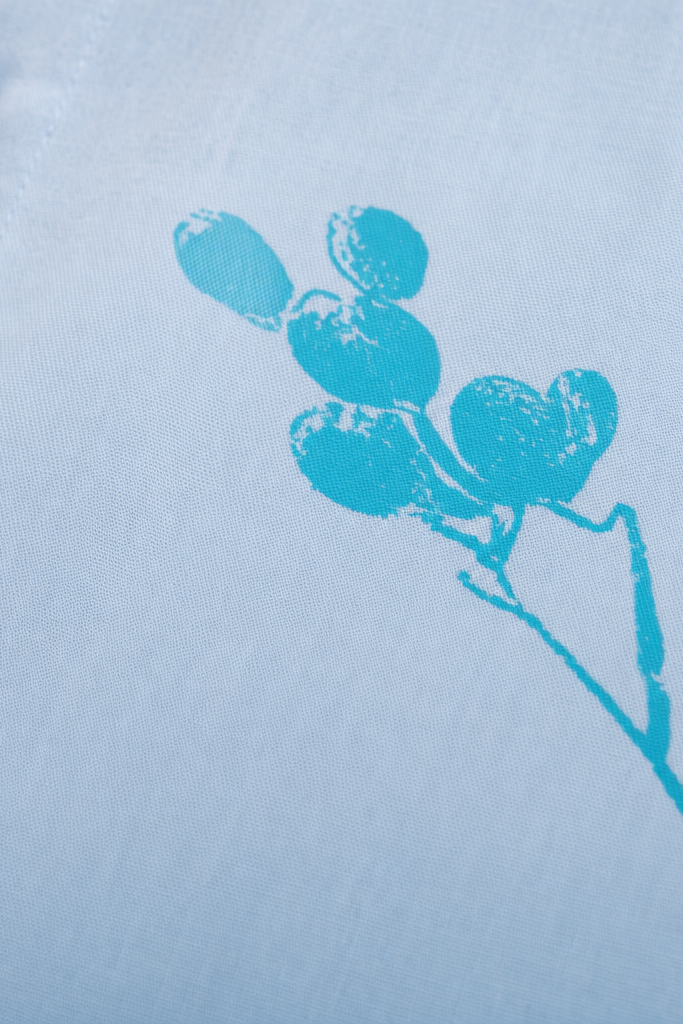 Close-up fabric detail - Void Obsidian Wings Ice Blue Bowling Shirt