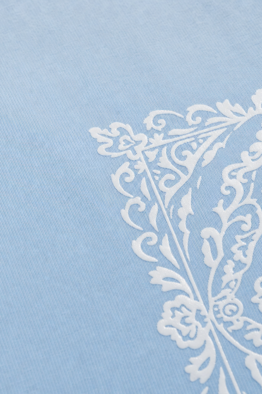 Void Ritual Print Ice Blue Bowling Shirt