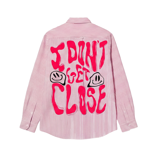 Voyd I don't get close Pink Stripe Shirt