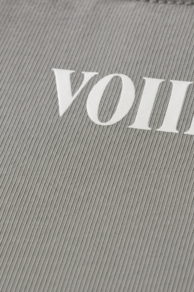 Close-up fabric detail - Voyd Soft Break Gray T-shirt