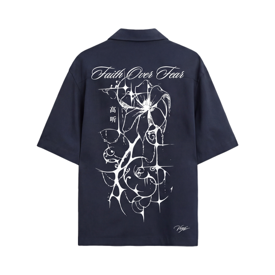 Void Bloom Club Blue Bowling Shirt