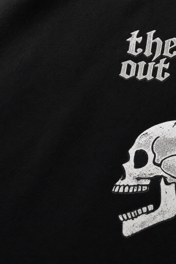 Close-up fabric detail - THE BEST OUT OF ME VOYD BLACK T-SHIRT