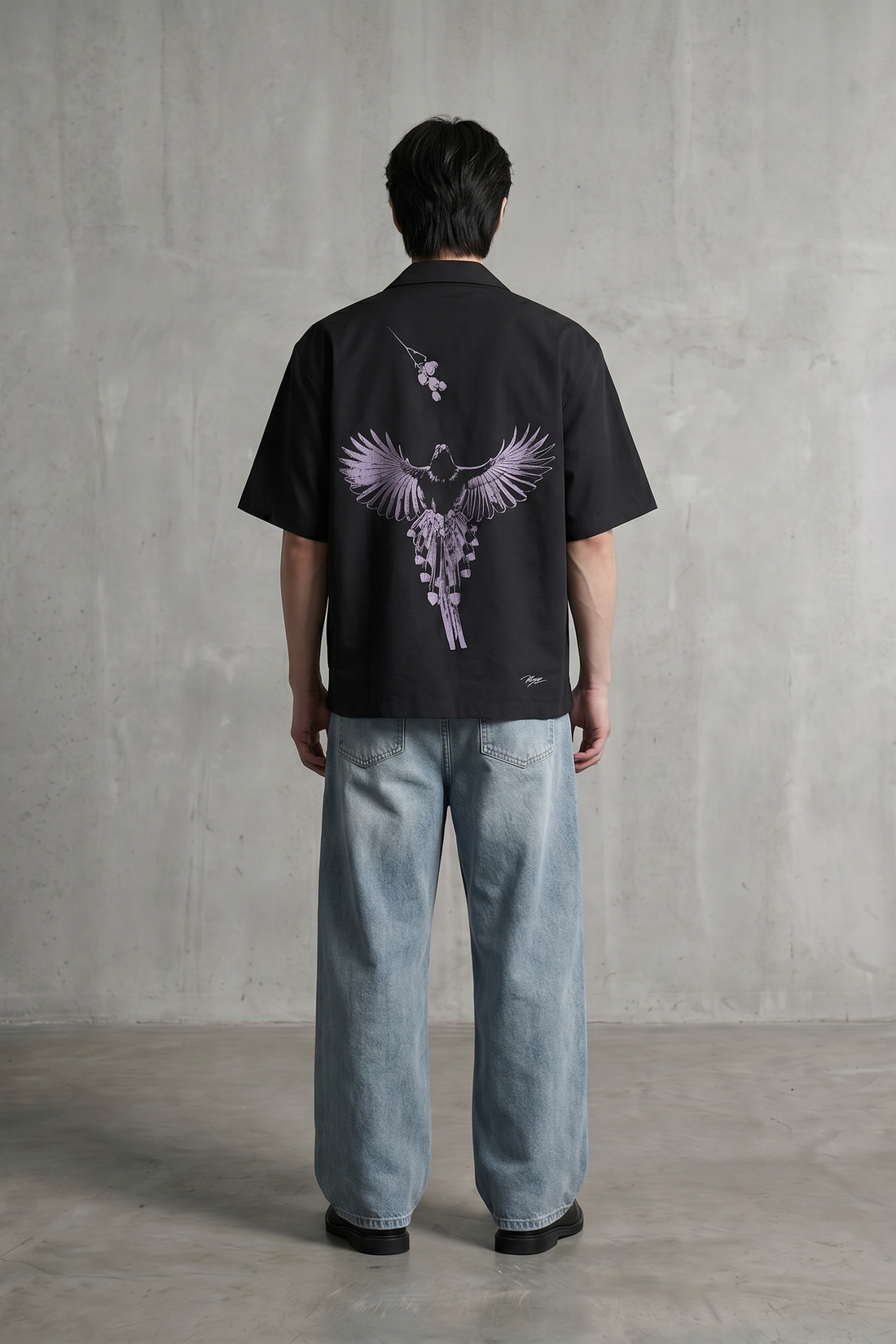Void Obsidian Wings black Bowling Shirt