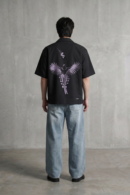 Void Obsidian Wings black Bowling Shirt