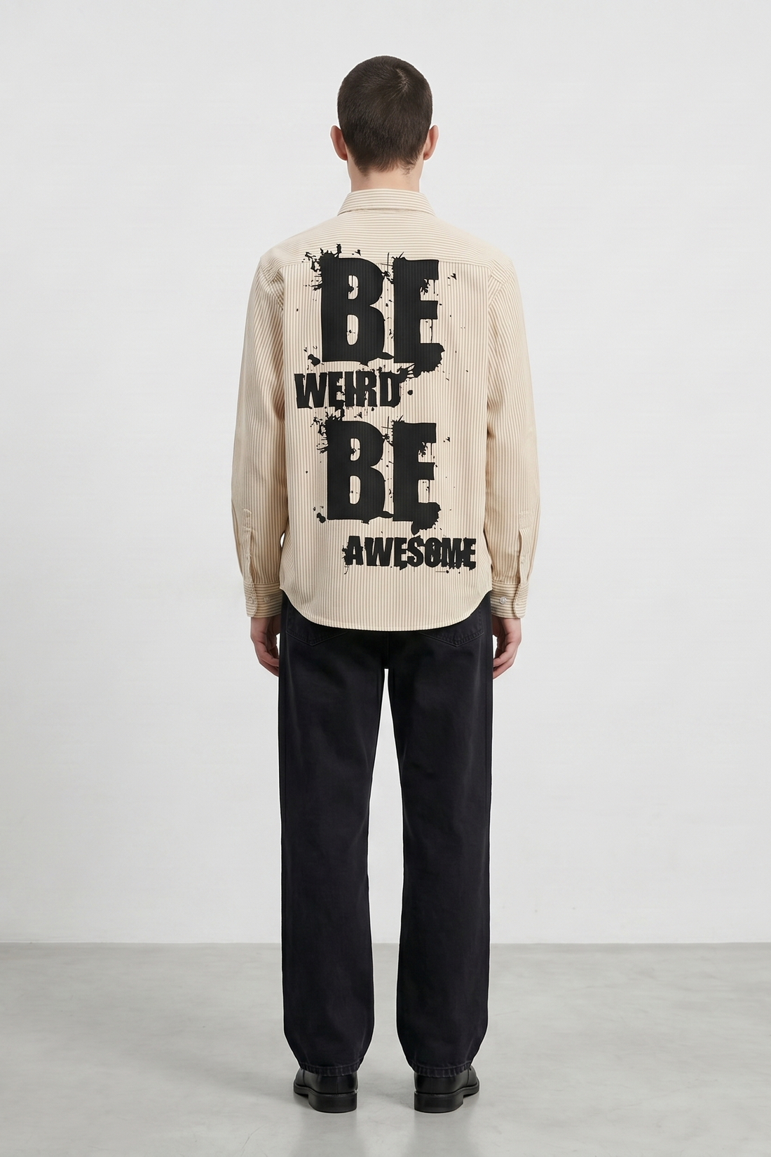 Voyd Be Weird Beige Stripe Shirt