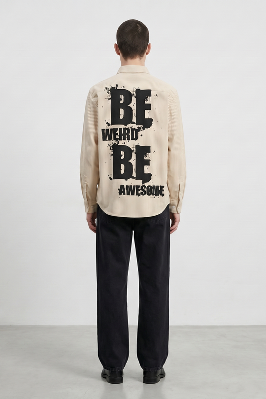 Voyd Be Weird Beige Stripe Shirt