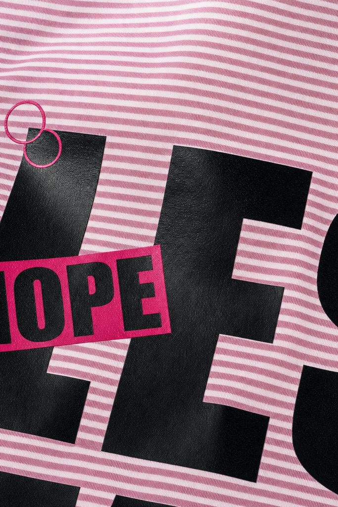 Close-up fabric detail - Voyd Less Talk Pink Stripe Shirt