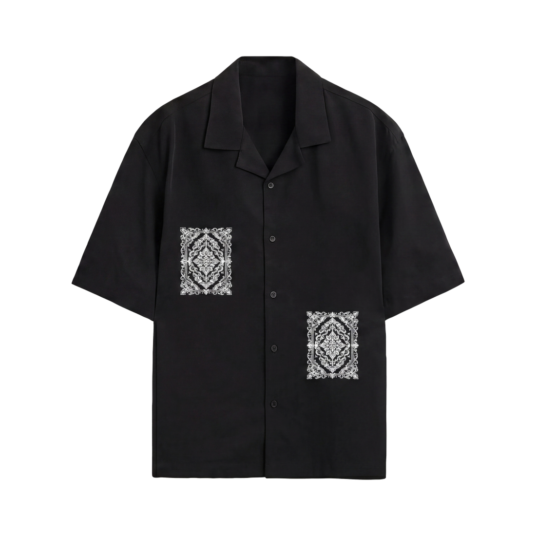 Void Ritual Print Black Bowling Shirt