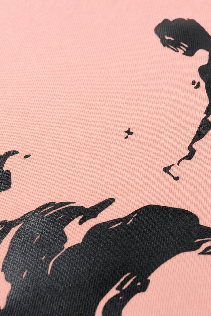 Close-up fabric detail - Voyd Nightmare Realm Pink T-shirt