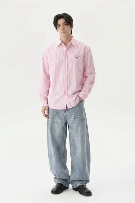 Voyd I don't get close Pink Stripe Shirt